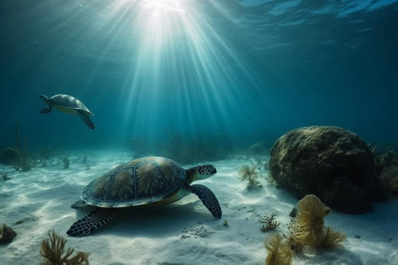 Grüne Meeresschildkröte (Chelonia mydas) Symbolbild